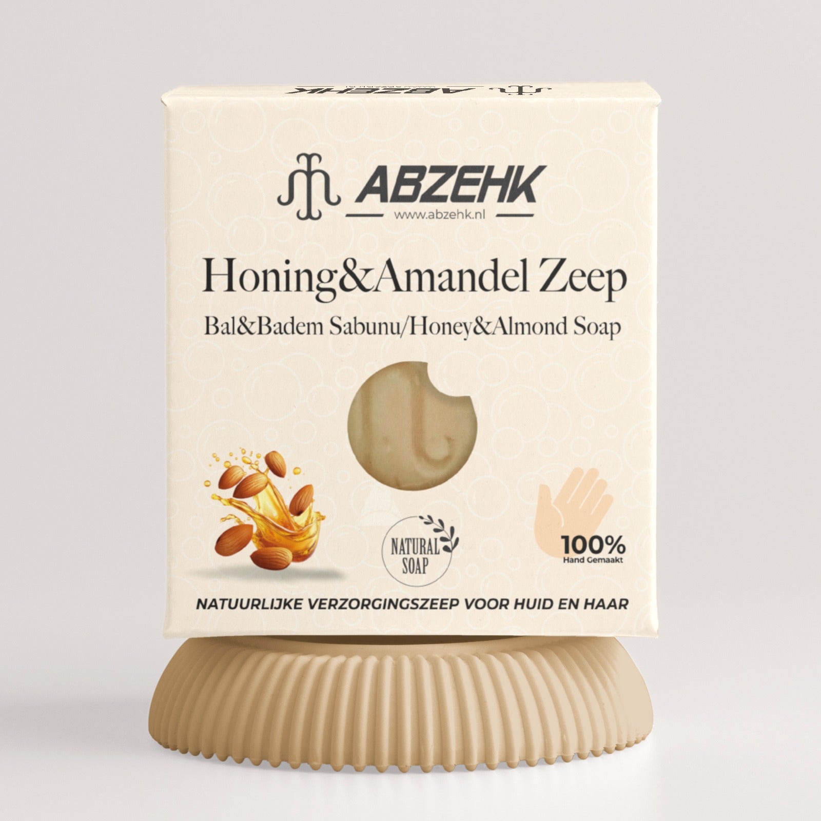 Abzehk Bio natuurlijk Handzeep Blokzeep Honing & Amandel zeep 125gr