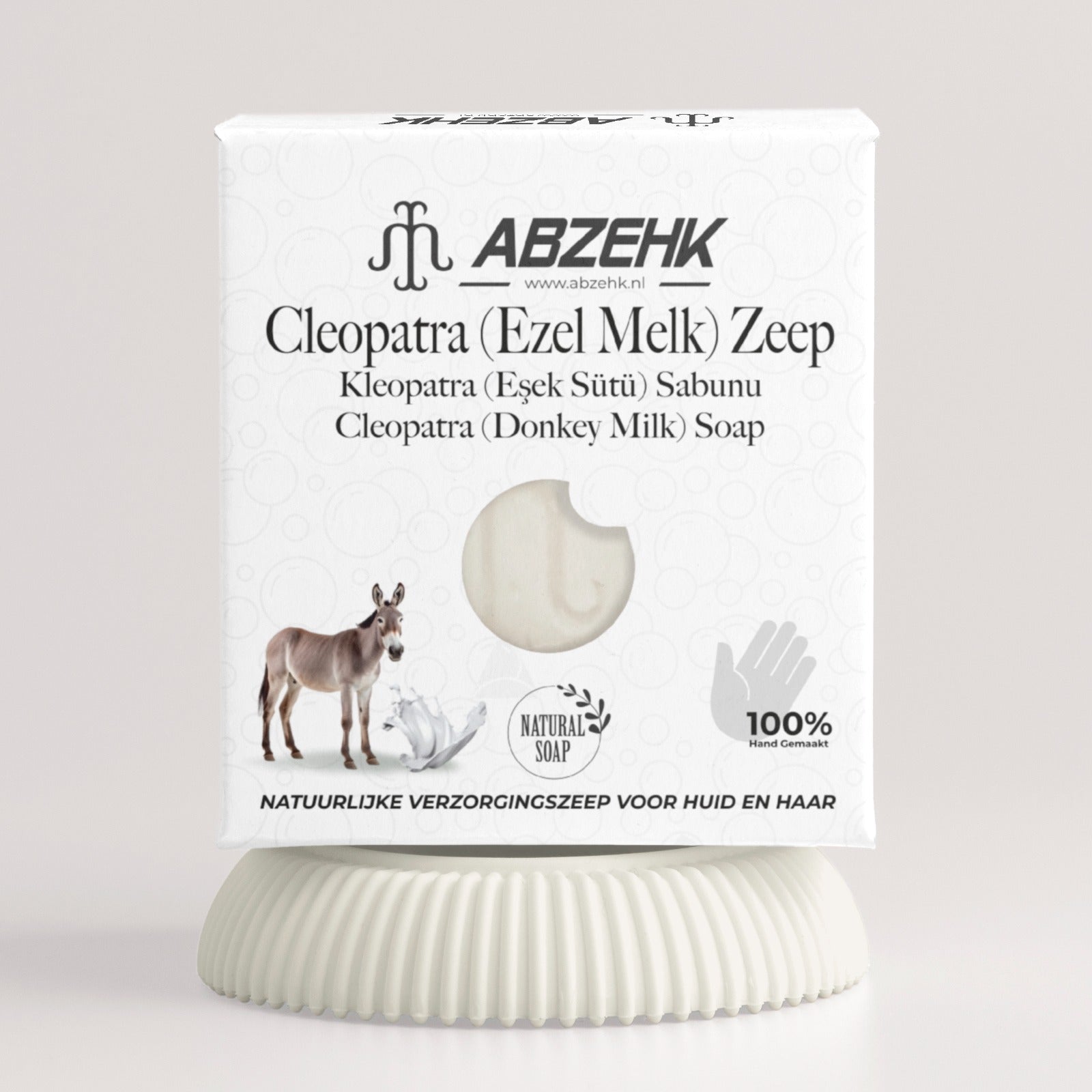 Abzehk Bio natuurlijk Handzeep Blokzeep Cleopatra Ezel Melk (donkey Milk) zeep 125gr