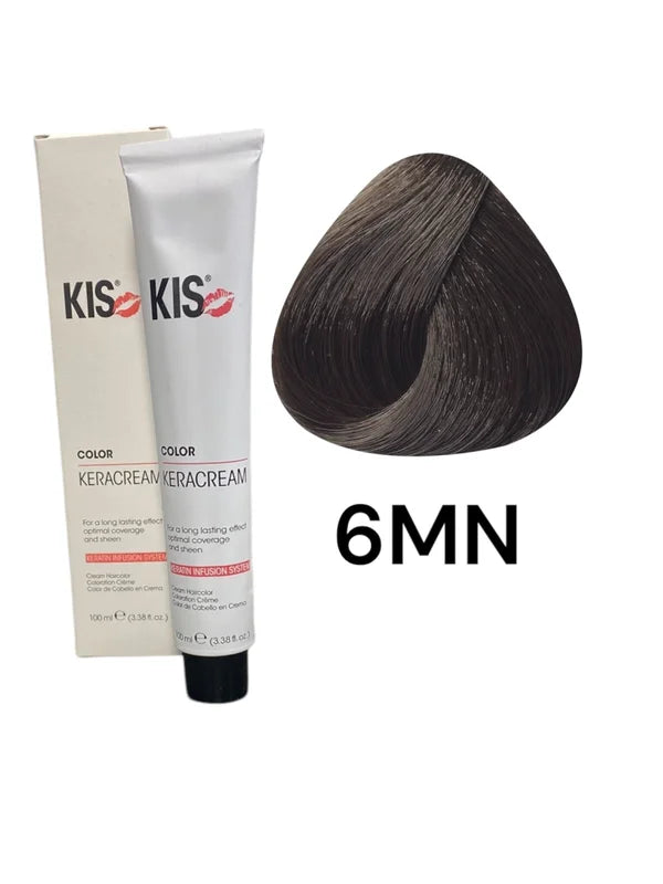 6.MN - Donker Matblond kis KeraCream Color Haarverf 100ml.