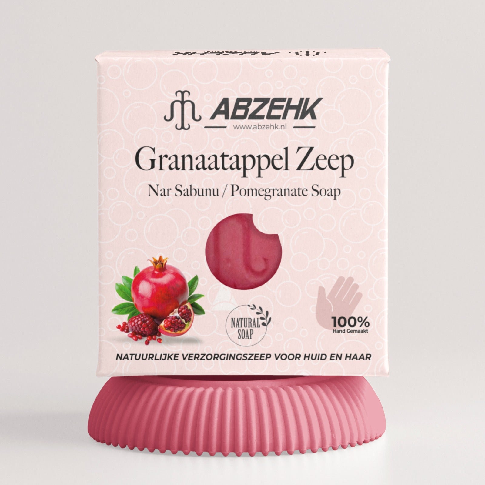 Abzehk Bio natuurlijk Handzeep Blokzeep Granaatappel zeep 125gr