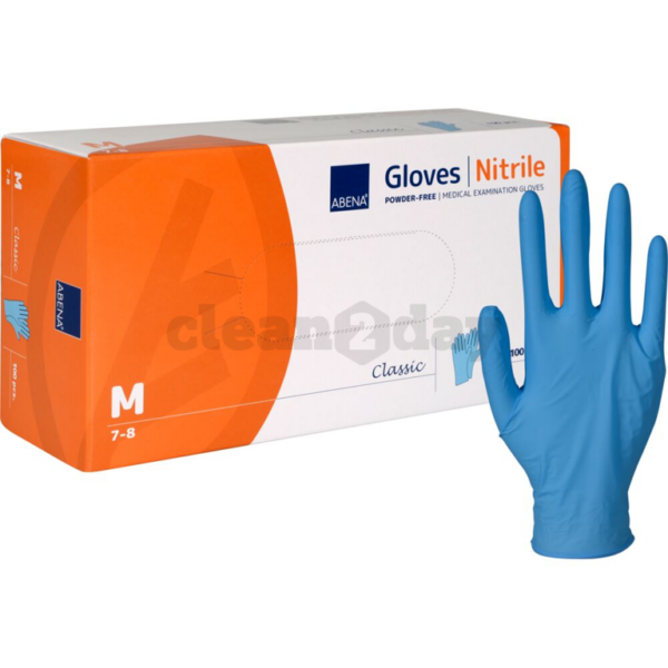 Gants ménagers jetables en nitrile Abena, bleus, taille M - 100 pièces