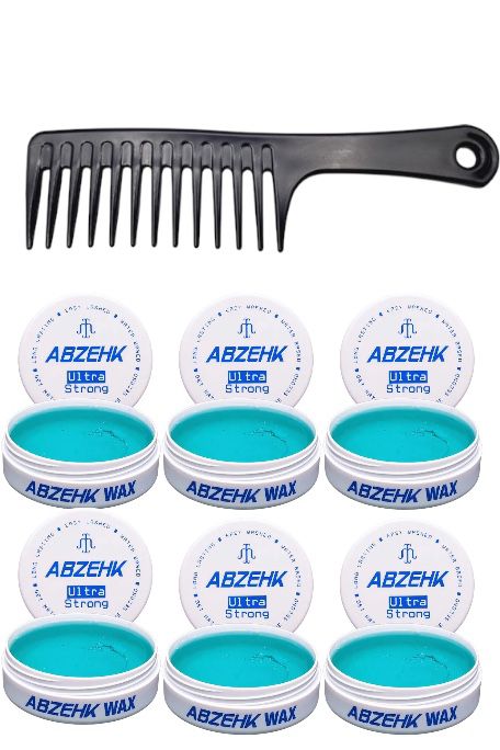 Abzehk Blue Ultra Strong Hair Styling Wax 6 Stuks + Gratis Styling Kam