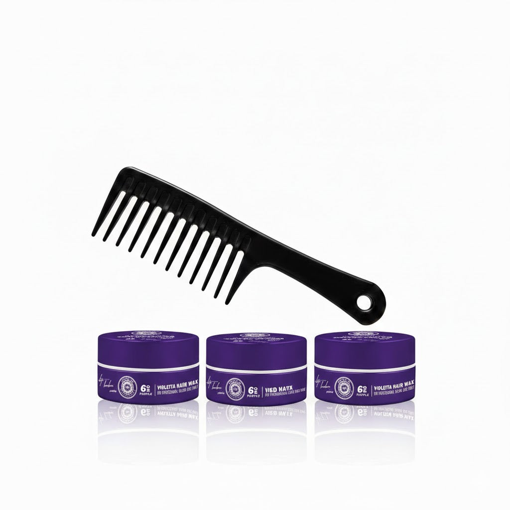 Ronuls Professional haarstyling Violetta wax met styling kam Voordeelverpakking 3x 150ml